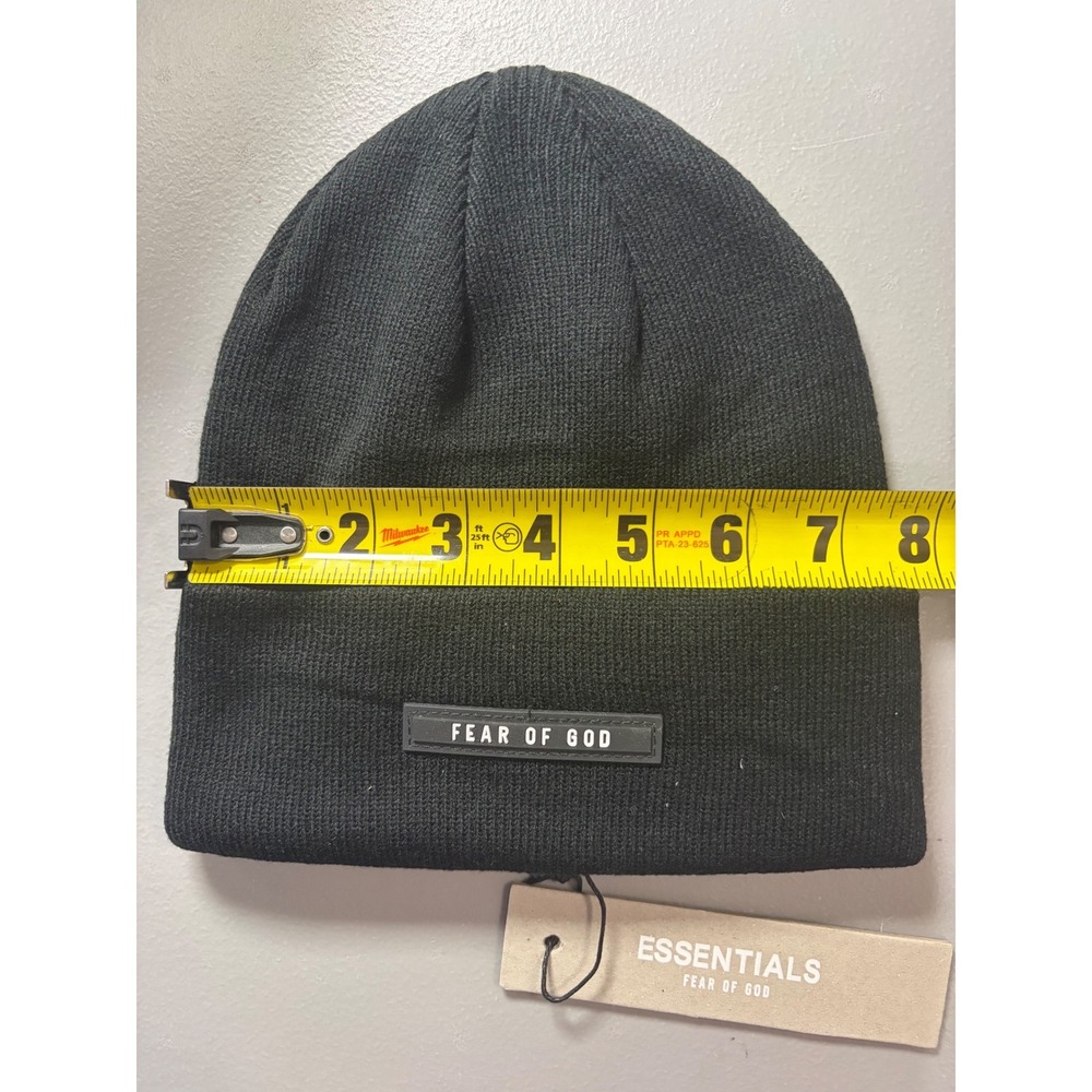 Fear of God Essentials Beanie Mens OS Black Sixth Collection Cuffed Knit Hat NWT - Picture 3 of 6